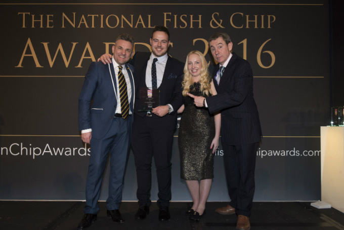 1 x 680 L-R Austen Dack, Craig Buckley from The Fish Bar at Sunnybank Road in Crewe, Tori Howard from Our Plaice, Nigel Barden - From Frield to Frier Award (2)