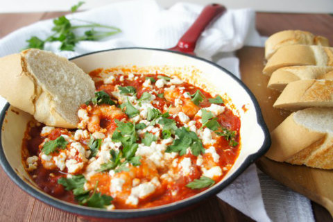 Prawn saganaki - Discover Seafood