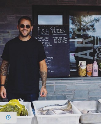 Rick from Prawn on the Lawn mans the stall